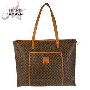Celine Macadam Brown Leather Tote Shoulder Bag